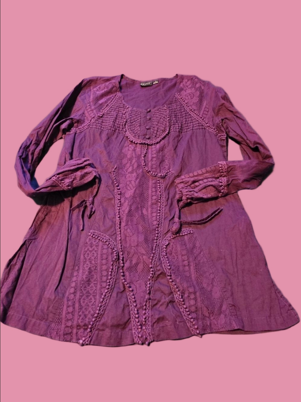 4/$25 Deal! Tribal Women's Deep Purple Lace Tunic